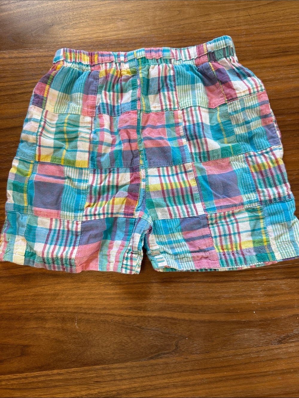 Southern Sunshine Kids Boys Madras Patchwork Shorts Size 5 Made in USA
